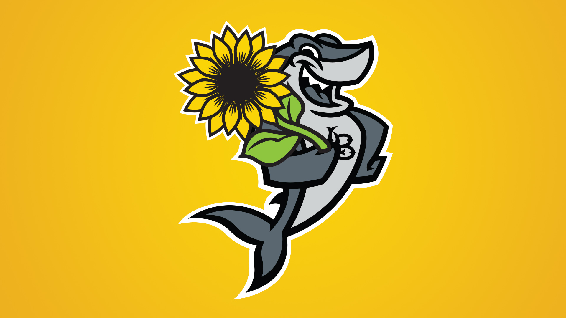 's mascot Elbee the Shark holds a sunflower. The sunflower symbol allows students, staff and faculty to identify an individual with a hidden disability who would benefit from understanding, inclusivity and support.