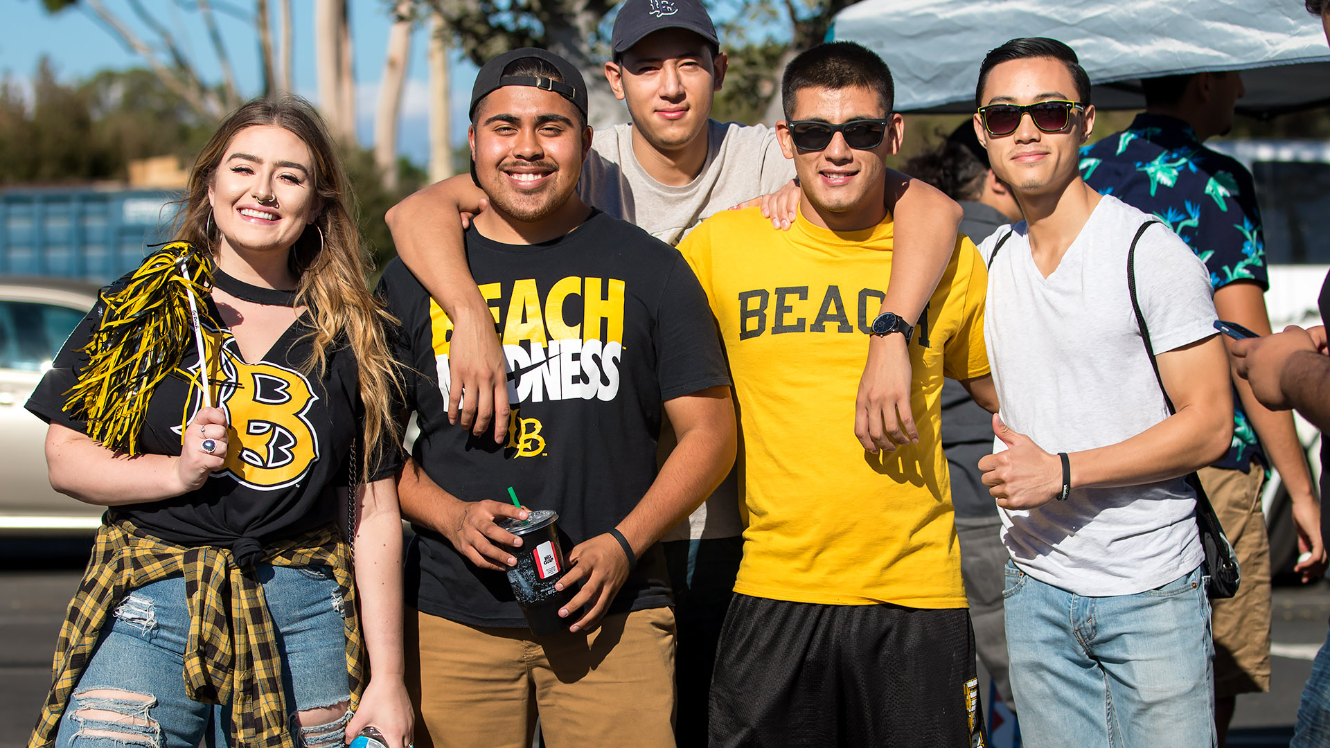 Students attend an event on  campus.